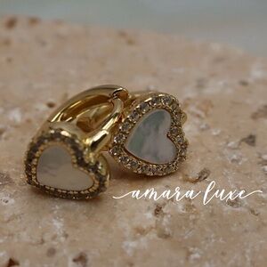Rachel Zoe Petite Gold and White Heart Earrings